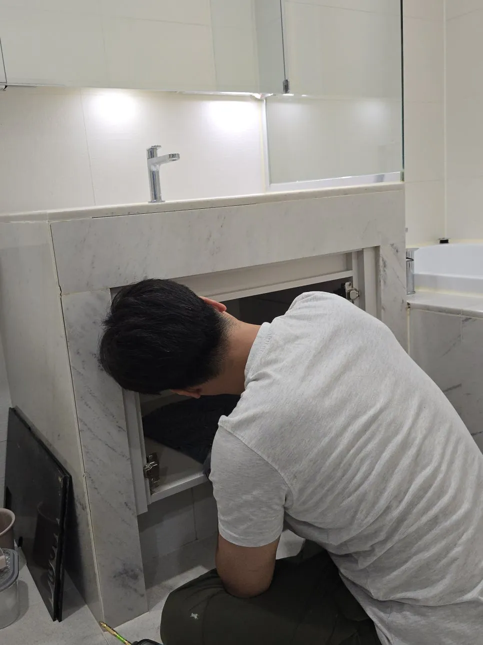 송파 욕실세면대벌어짐 새언더볼탄탄교체 작업 과정