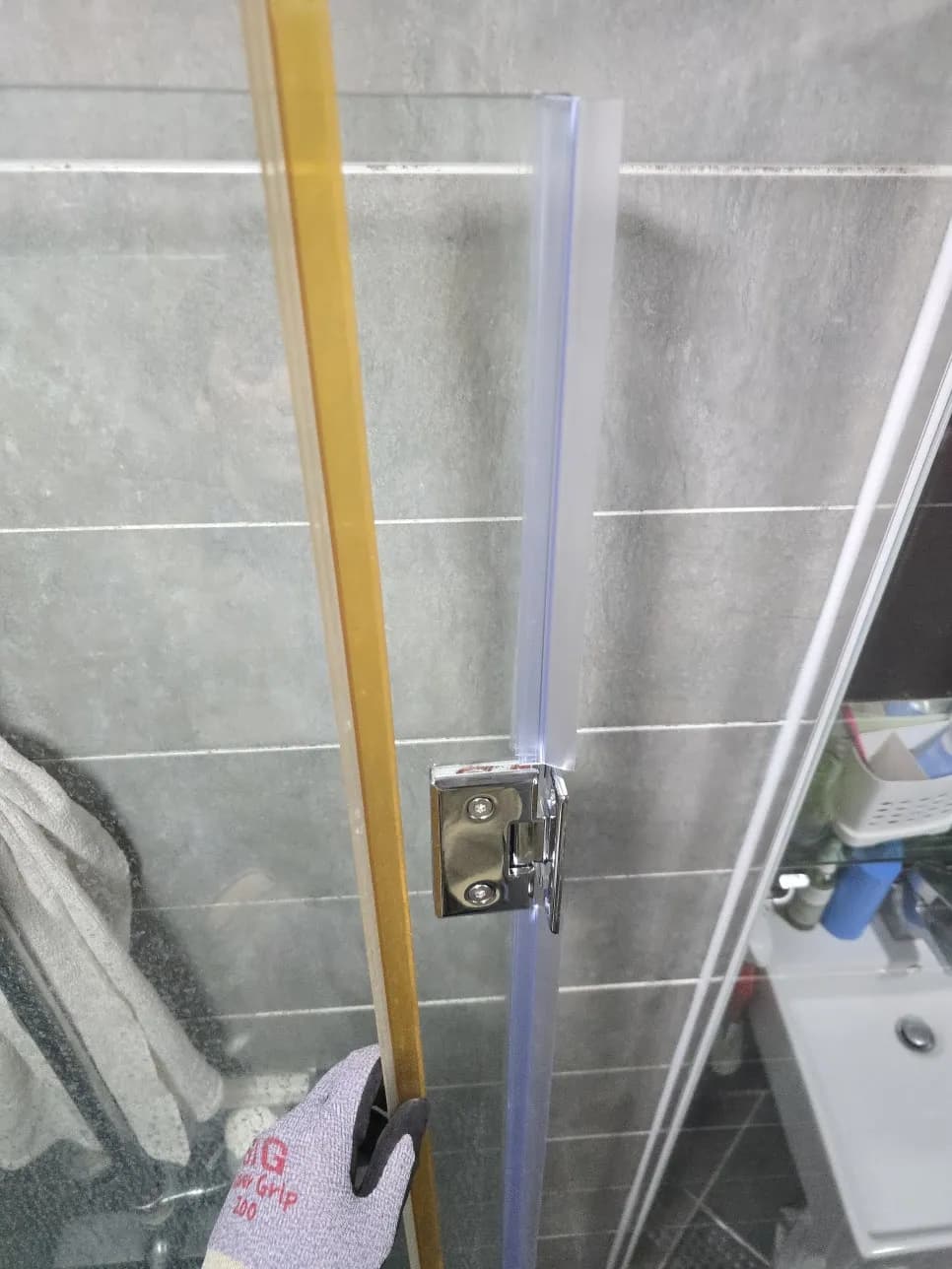 샤워부스 고정유리설치 유리문 경첩교체비 — 시공 후